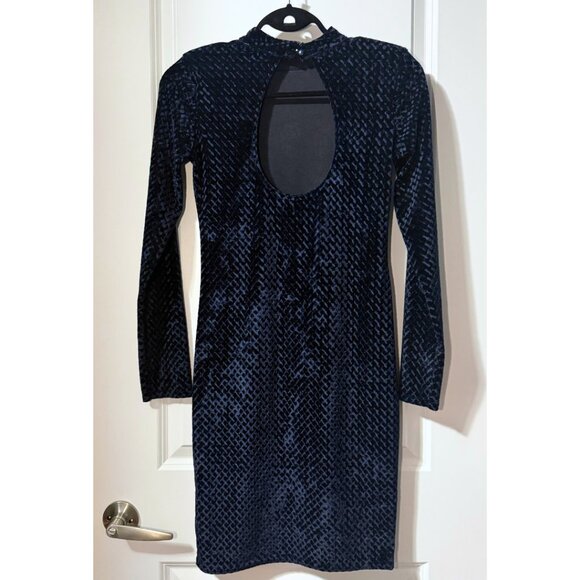 Primark Navy Blue Velvet Long Sleeve Bodycon Dress – Size US 4 | New with Tags - Picture 2 of 5